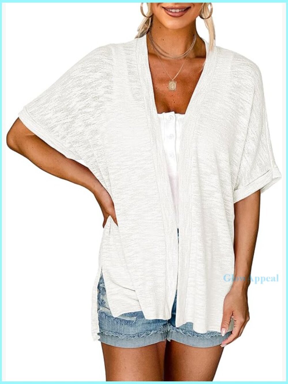 Lightweight Kimono Cardigan Short Sleeve Open Front Loose Fit Summer Cover Up